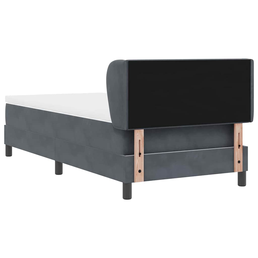 Lit à ressorts avec matelas gris foncé 80x200 cm en velours - XIOS