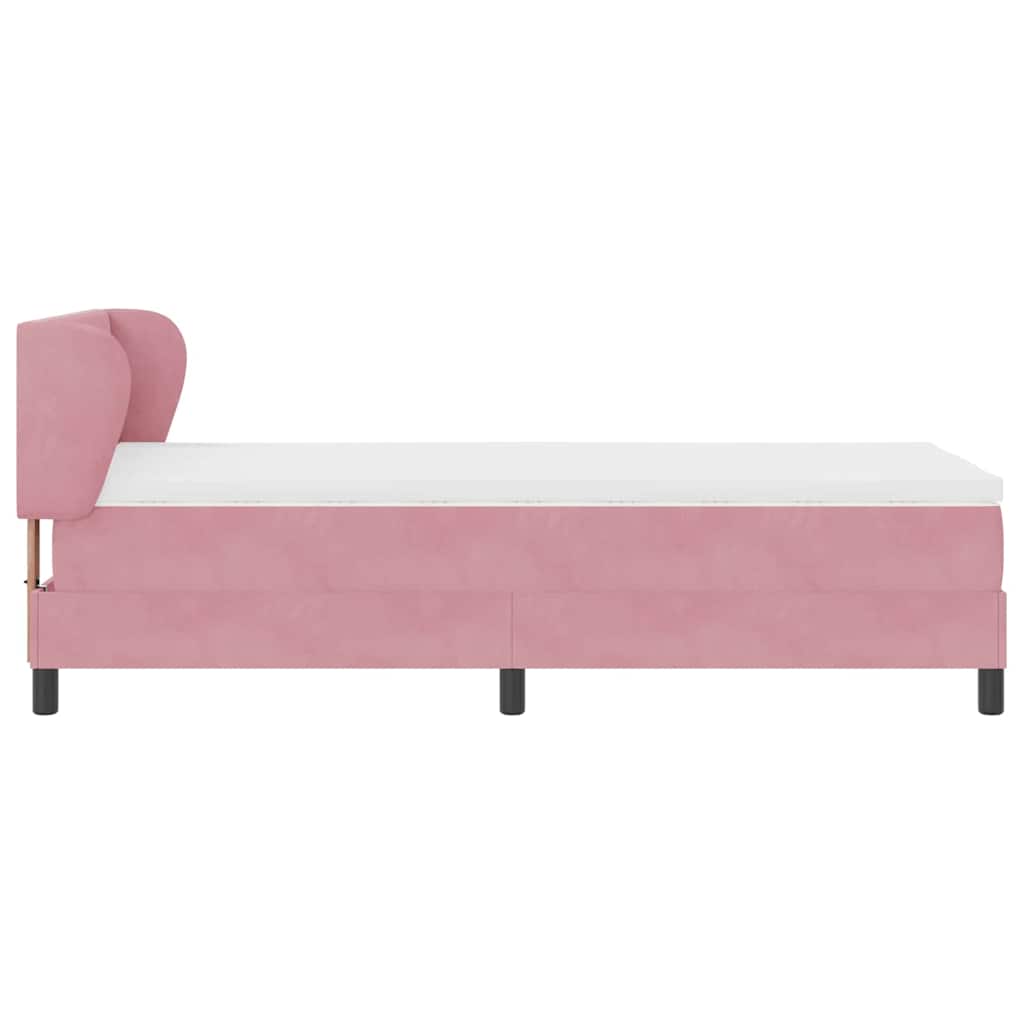 Lit à ressorts avec tête de lit Rose 80 x 200 cm Velours