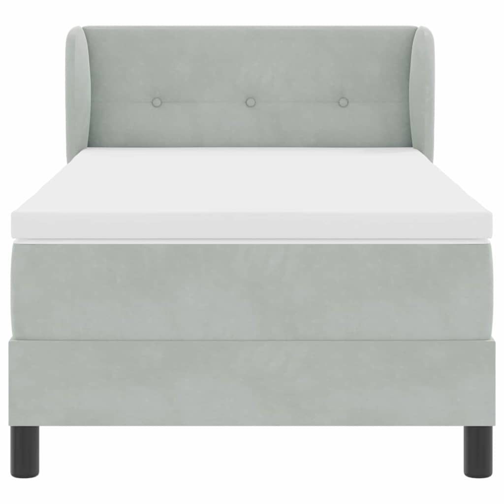 Lit à ressorts avec matelas Gris clair 90 x 190 cm Velours - XIOS