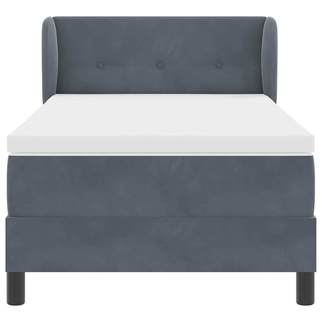 Lit à ressorts avec matelas gris foncé 80x200 cm en velours - XIOS