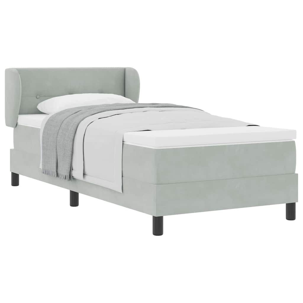 Lit à ressorts avec matelas Gris clair 90 x 200 cm Velours - XIOS