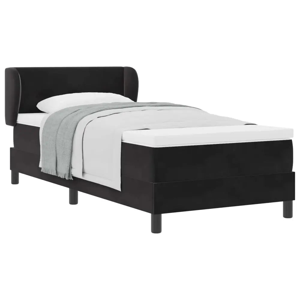 Lit à ressorts avec tête de lit Noir 90 x 200 cm Velours - XIOS Store SNC