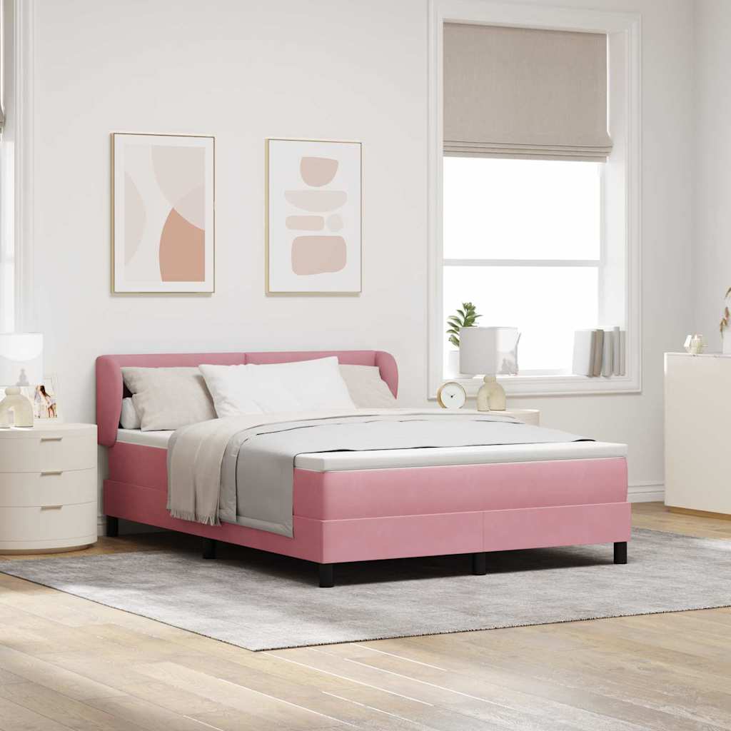 Lit à ressorts avec tête de lit Rose 140 x 200 cm Velours - XIOS