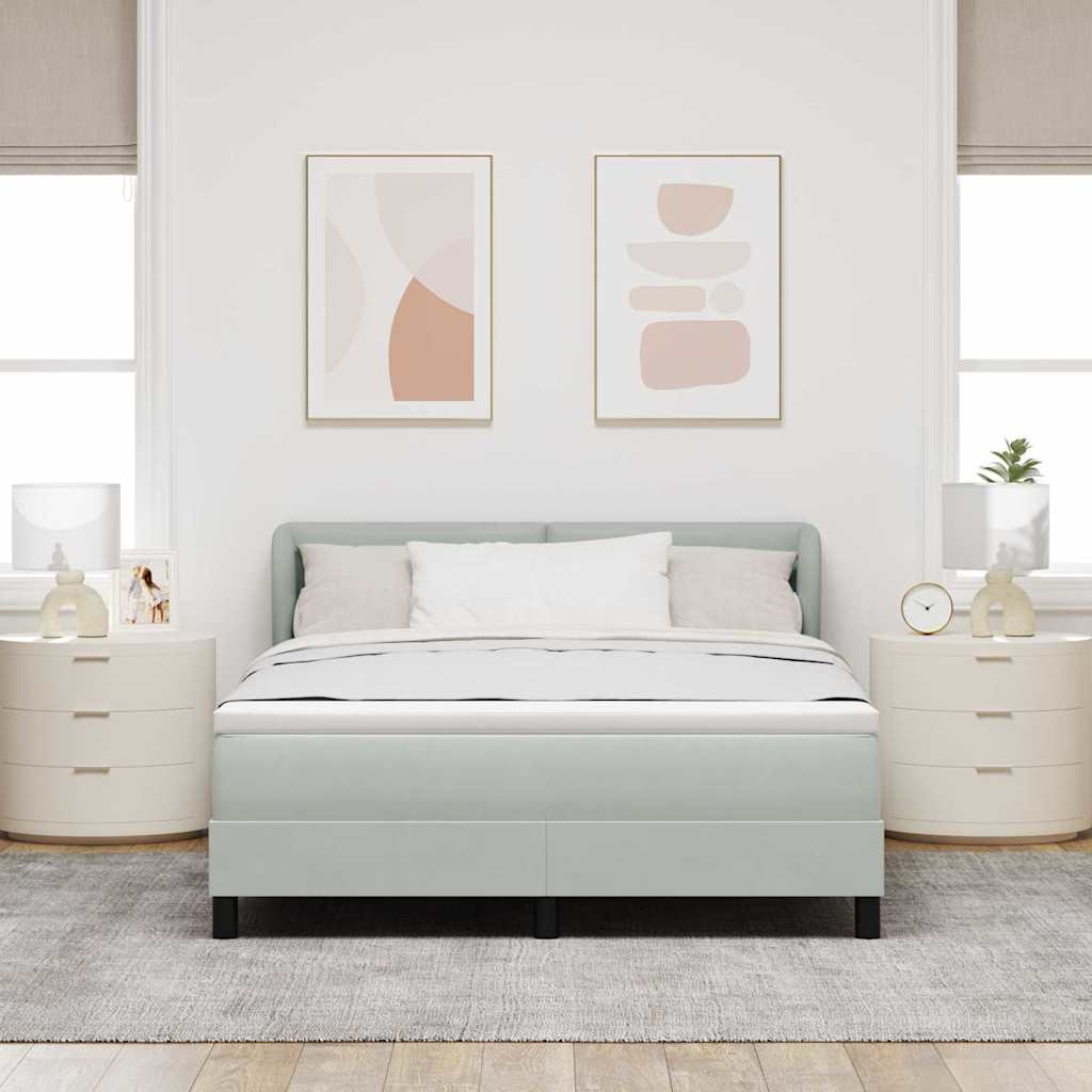 Lit à ressorts avec tête de lit Gris clair 160 x 200 cm Velours - XIOS