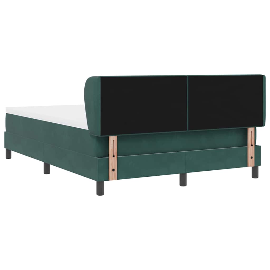 Lit à ressorts avec tête de lit Vert foncé 160 x 200 cm Velours