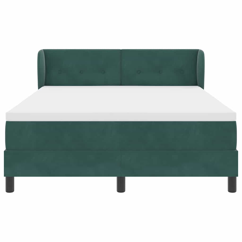 Lit à ressorts avec tête de lit Vert foncé 160 x 200 cm Velours