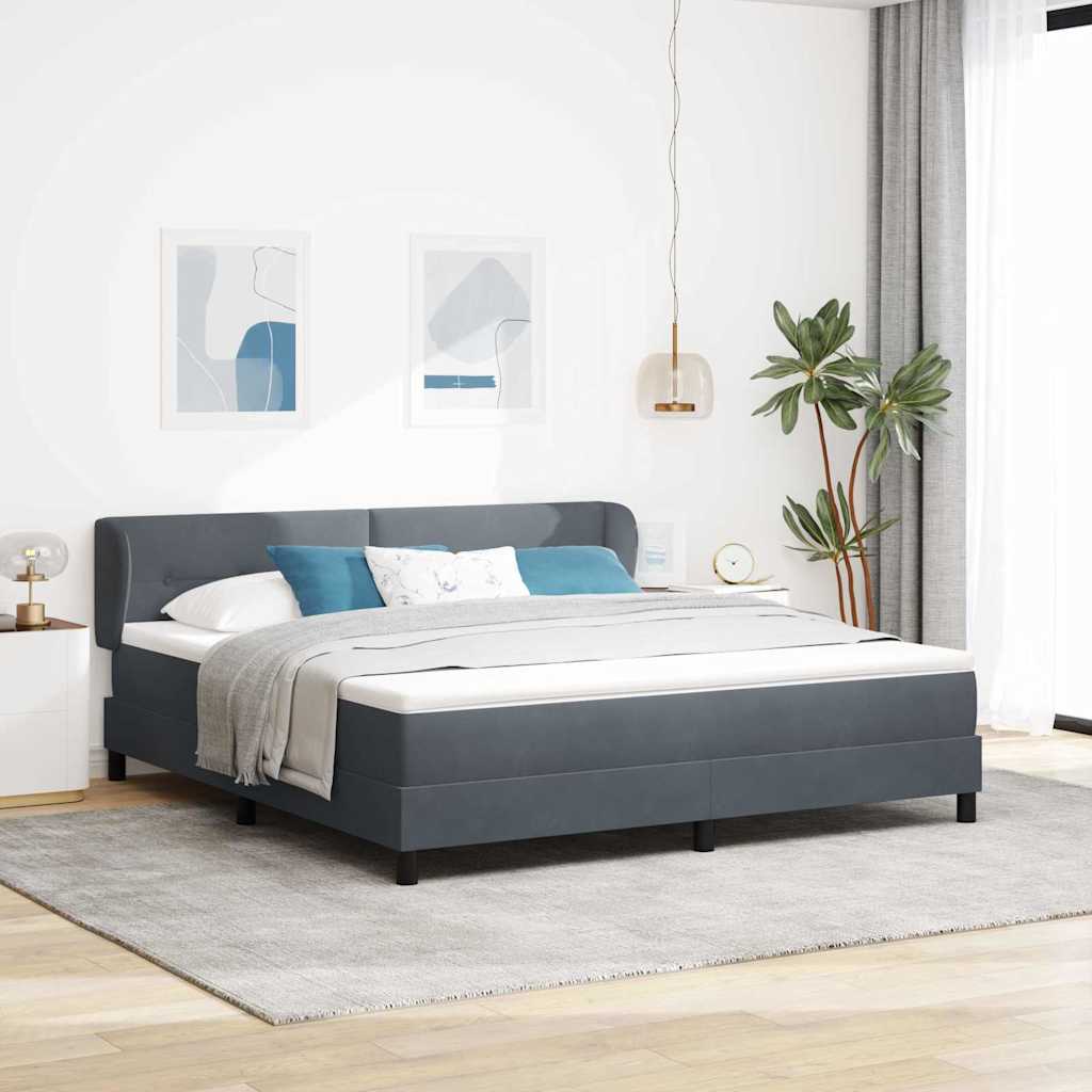 Lit à ressorts avec tête de lit Gris foncé 180 x 200 cm Velours - XIOS