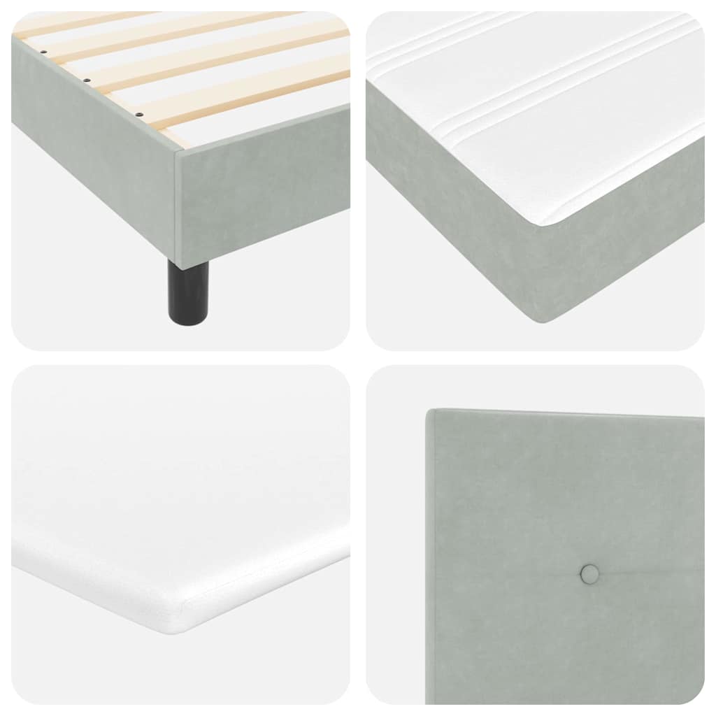 Lit à ressorts avec matelas gris foncé 80x200 cm en velours