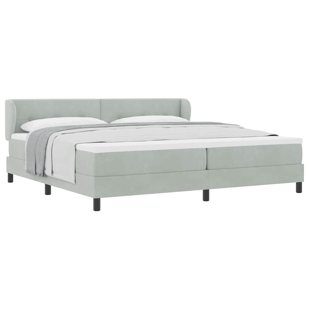 Lit à ressorts avec matelas gris foncé 80x200 cm en velours