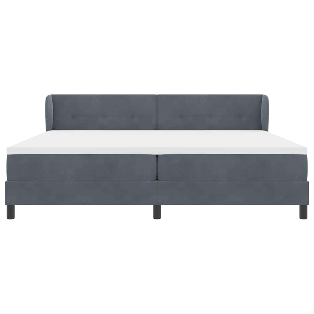 Lit à ressorts avec matelas gris foncé 80x200 cm en velours - XIOS