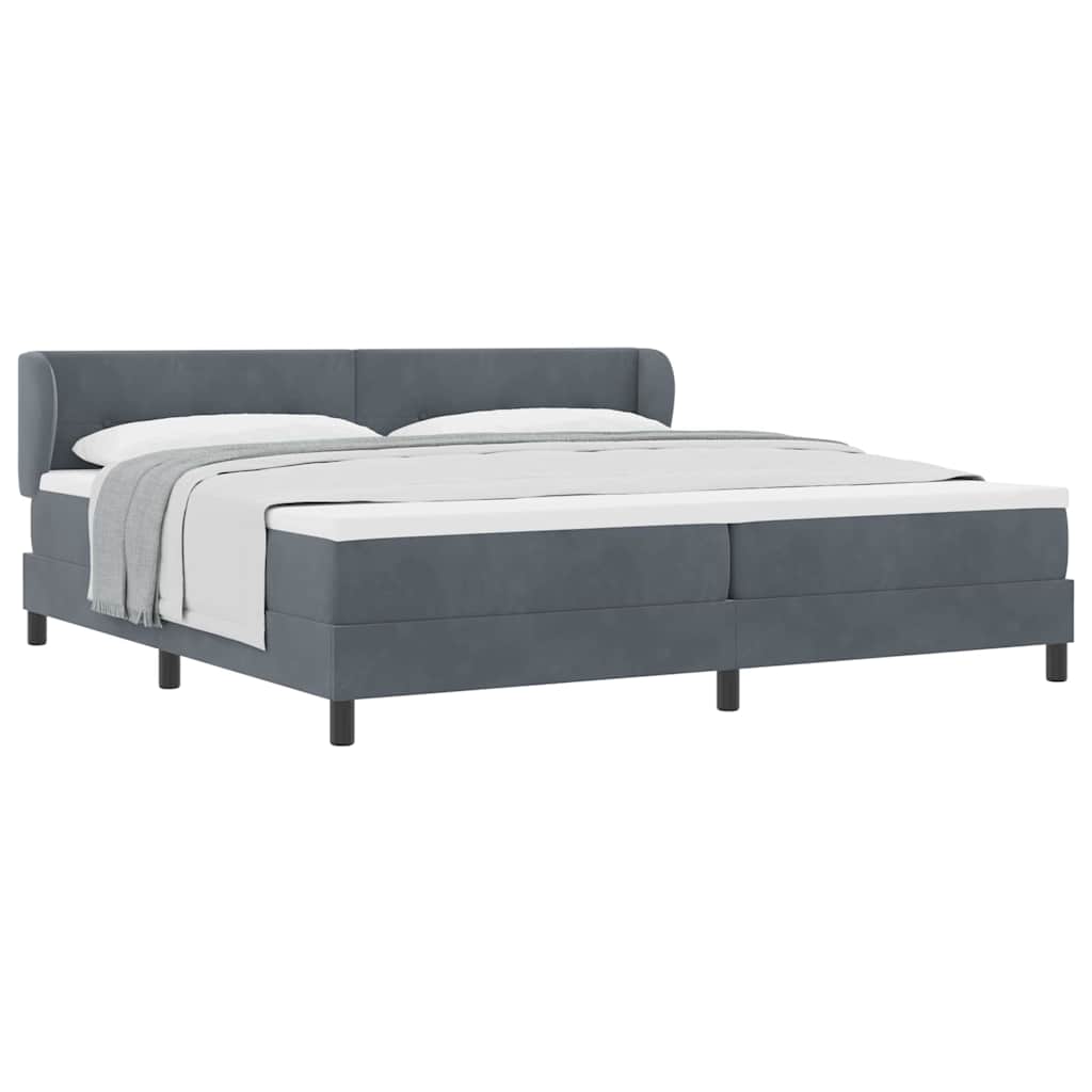 Lit à ressorts avec matelas gris foncé 80x200 cm en velours - XIOS