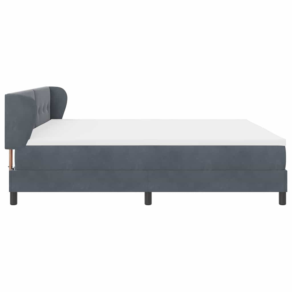 Lit à ressorts avec matelas gris foncé 80x200 cm en velours - XIOS