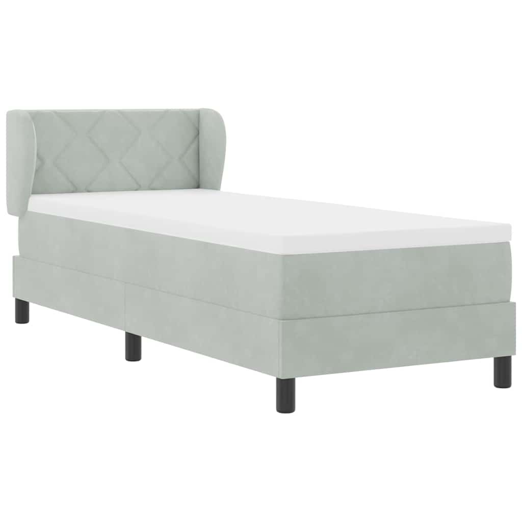 Lit à ressorts avec matelas gris foncé 80x200 cm en velours - XIOS