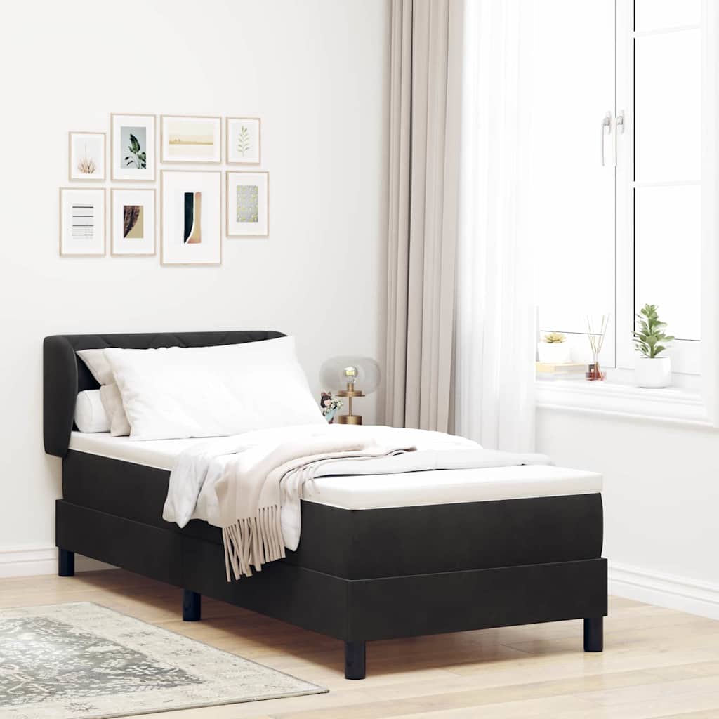 Lit à ressorts avec matelas gris foncé 80x200 cm en velours - XIOS