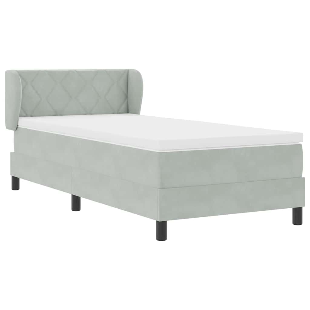 Lit à ressorts avec matelas gris foncé 80x200 cm en velours - XIOS