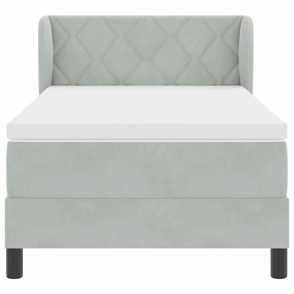 Lit à ressorts avec matelas gris foncé 80x200 cm en velours - XIOS