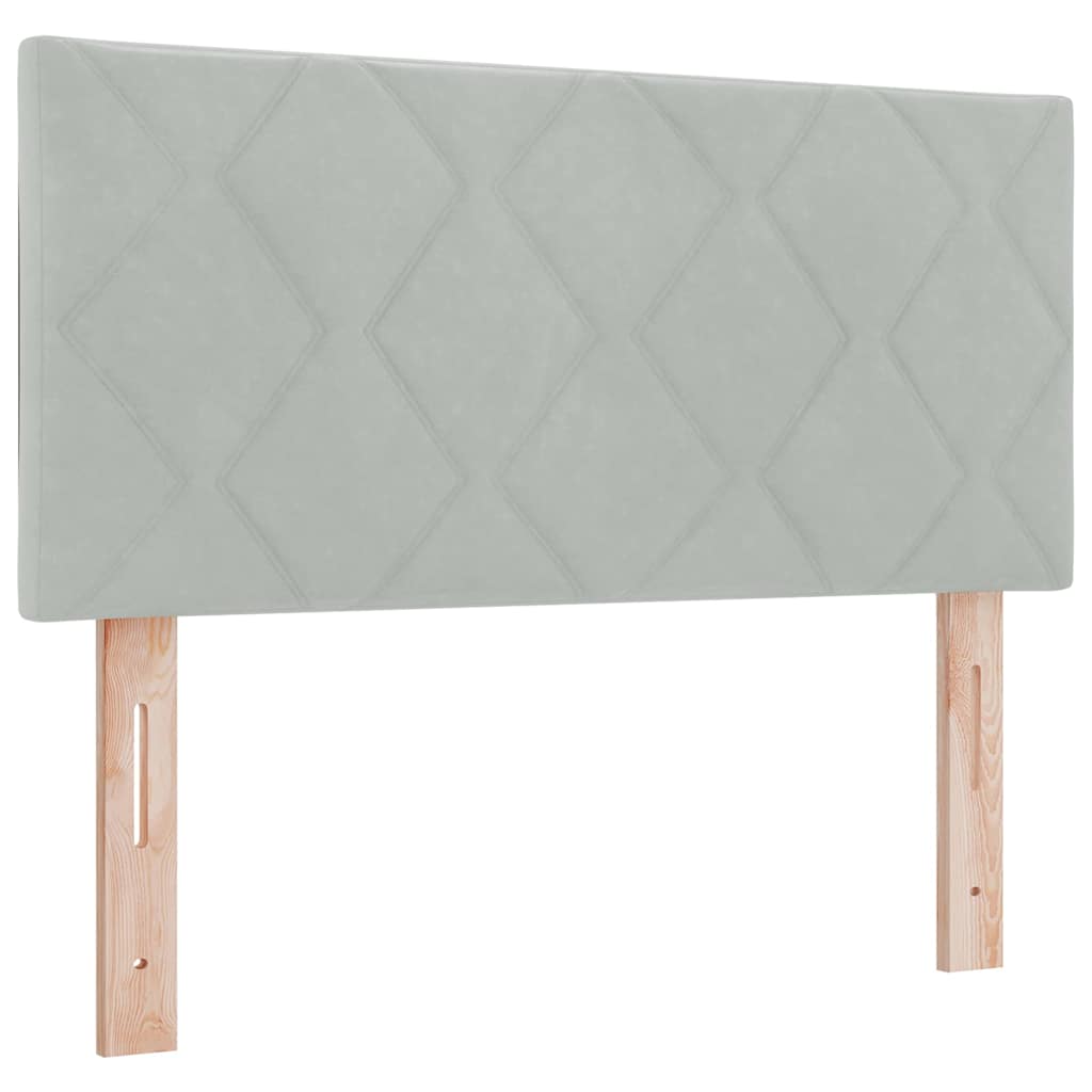 Lit à ressorts avec tête de lit Gris clair 90 x 200 cm Velours - XIOS