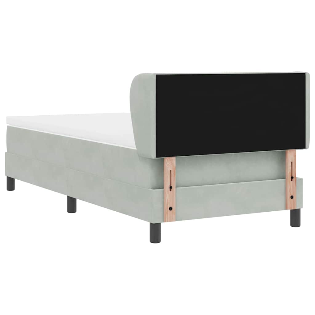 Lit à ressorts avec tête de lit Gris clair 90 x 200 cm Velours - XIOS