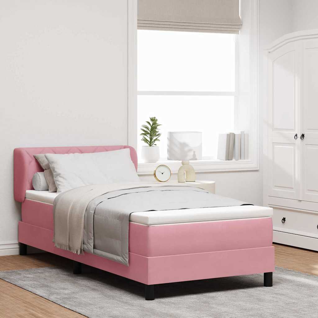 Lit à ressorts avec coussin Rose 100 x 200 cm Velours