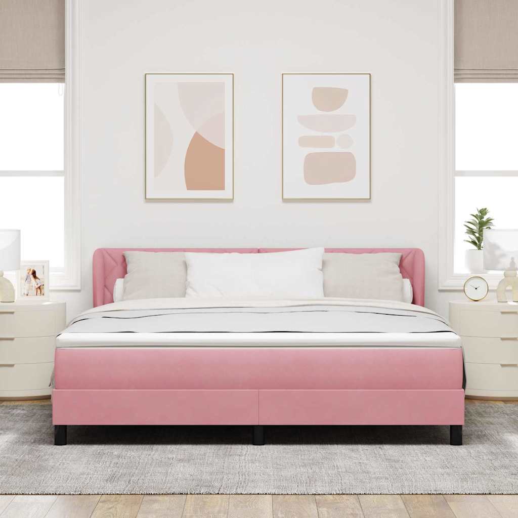 Lit à ressorts avec tête de lit Rose 180 x 200 cm Velours - XIOS