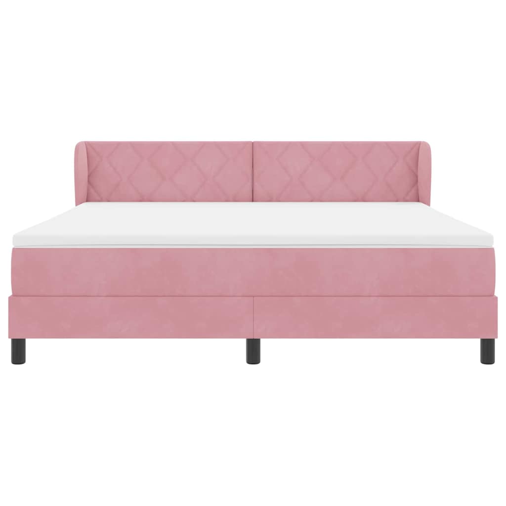 Lit à ressorts avec tête de lit Rose 180 x 200 cm Velours - XIOS