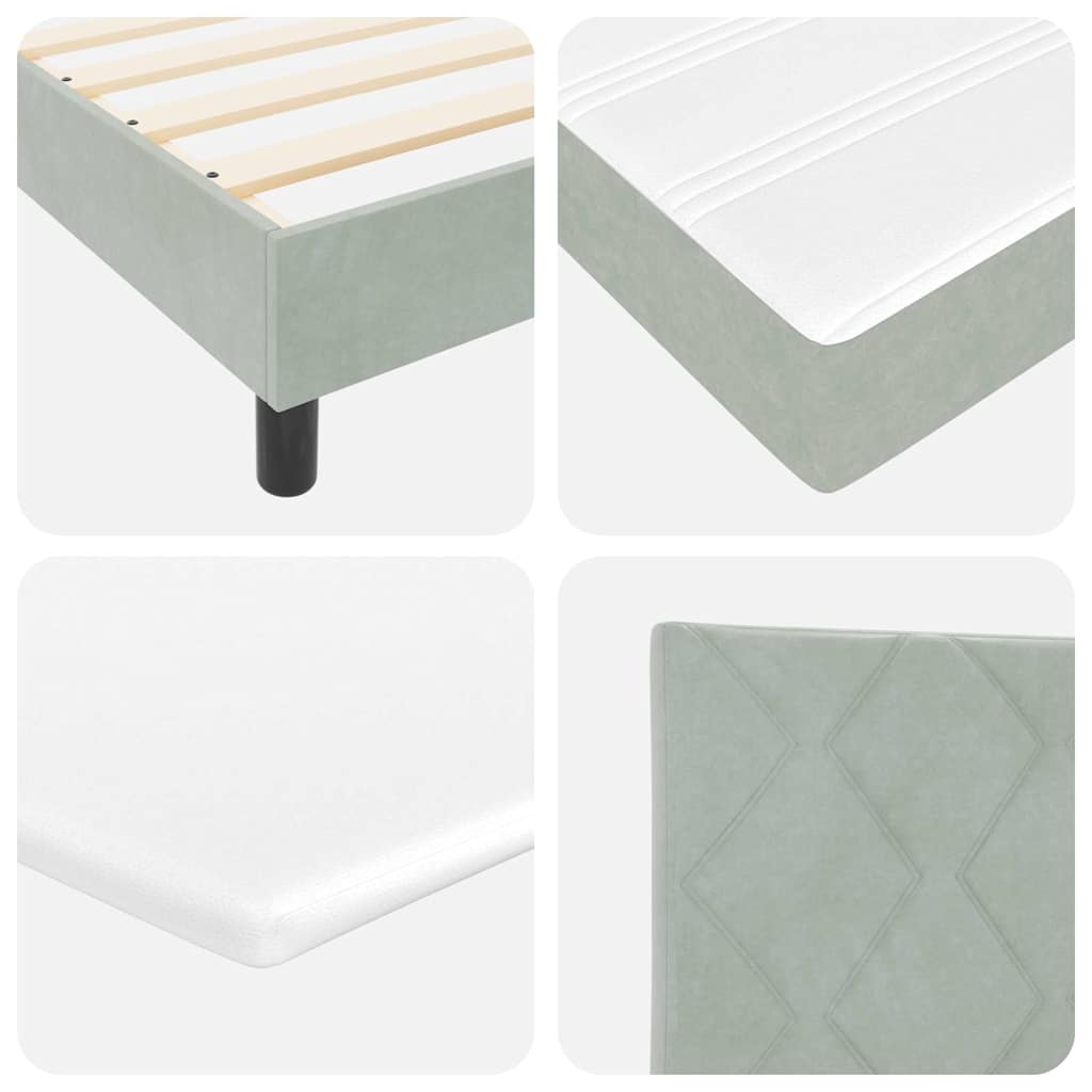 Lit à ressorts avec matelas gris foncé 80x200 cm en velours