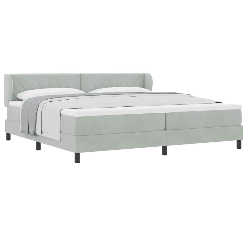 Lit à ressorts avec matelas gris foncé 80x200 cm en velours