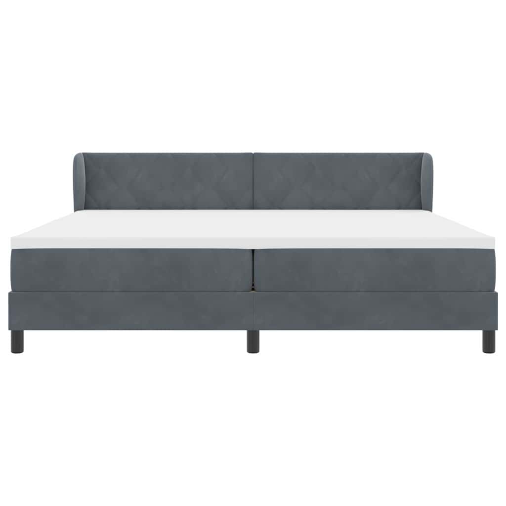 Lit à ressorts avec matelas gris foncé 80x200 cm en velours - XIOS
