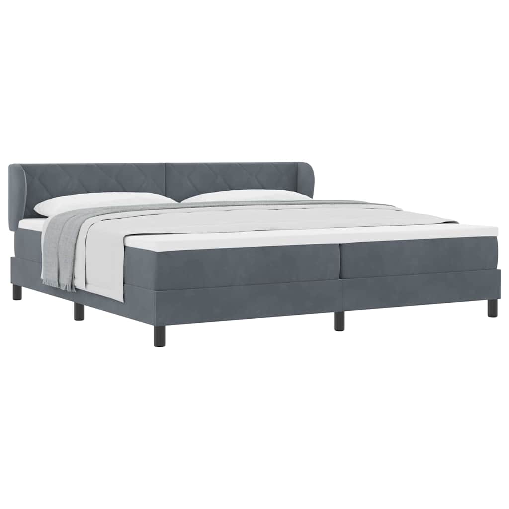 Lit à ressorts avec matelas gris foncé 80x200 cm en velours - XIOS