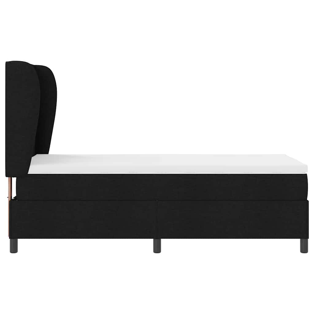 Lit à ressorts avec matelas Noir 80 x 200 cm tissu - XIOS