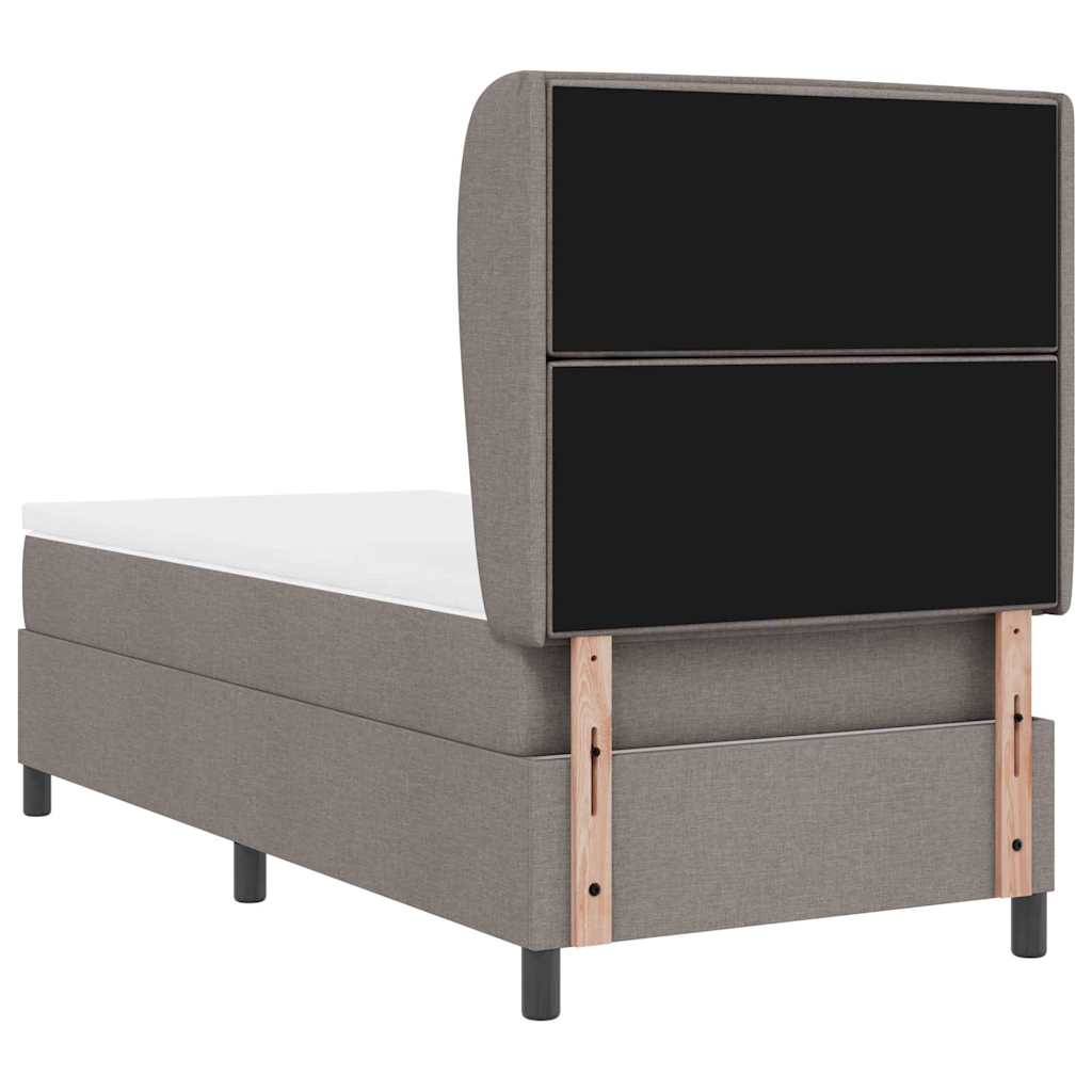 Lit à ressorts avec tête de lit Taupe 90 x 200 cm tissu