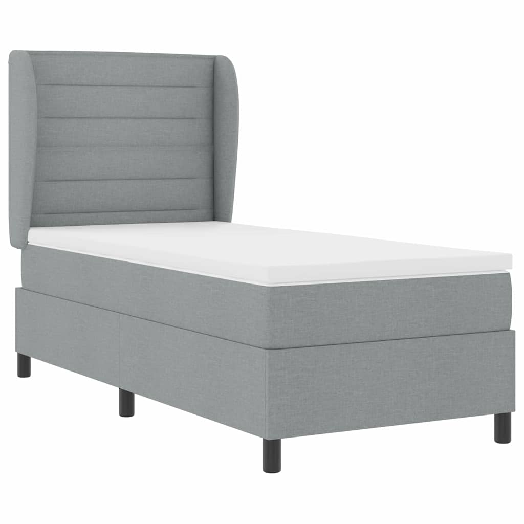 Lit à ressorts avec matelas Gris clair 100 x 200 cm tissu