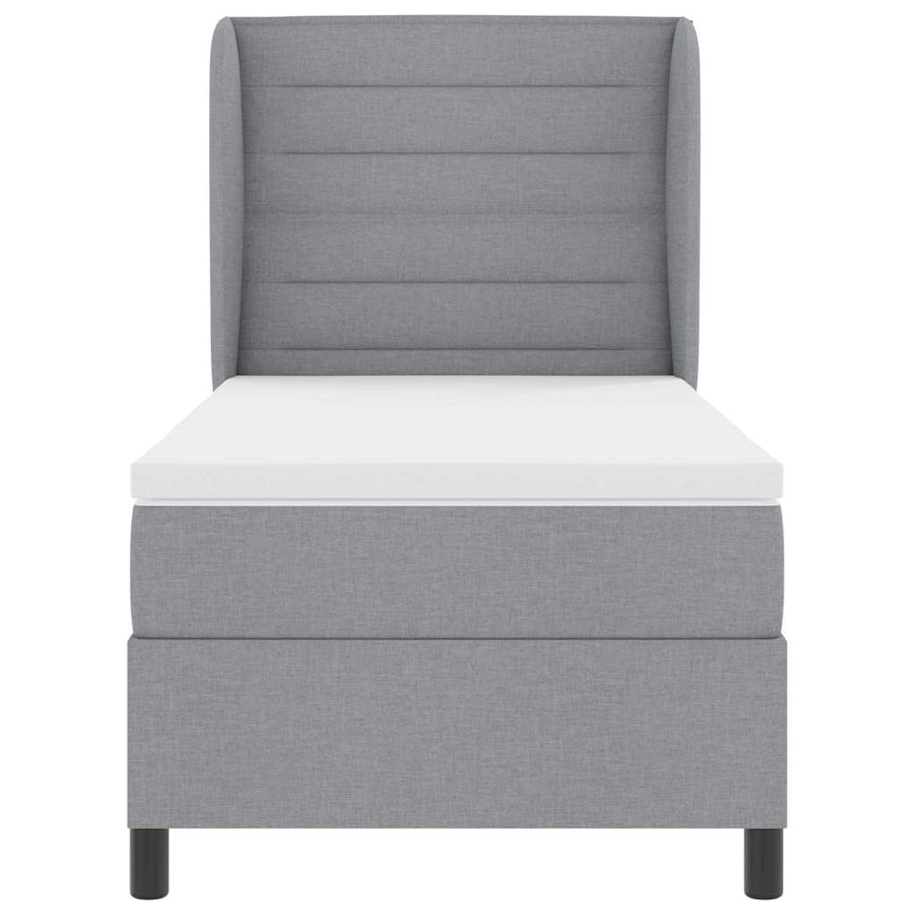 Lit à ressorts avec matelas Gris clair 100 x 200 cm tissu