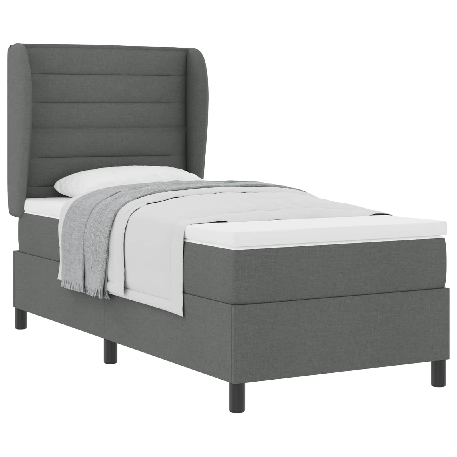 Lit à ressorts avec matelas Gris foncé 100 x 200 cm tissu - XIOS