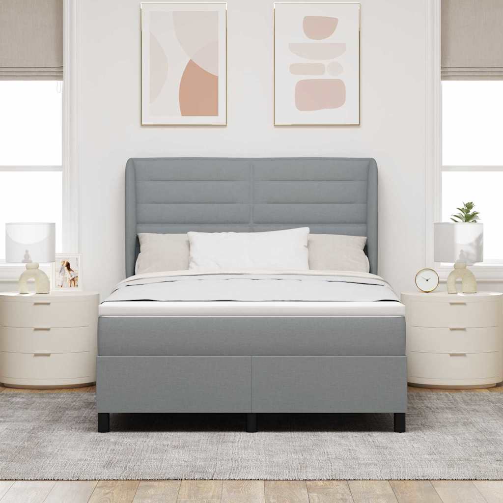 Lit à ressorts avec matelas Gris clair 140 x 190 cm tissu - XIOS