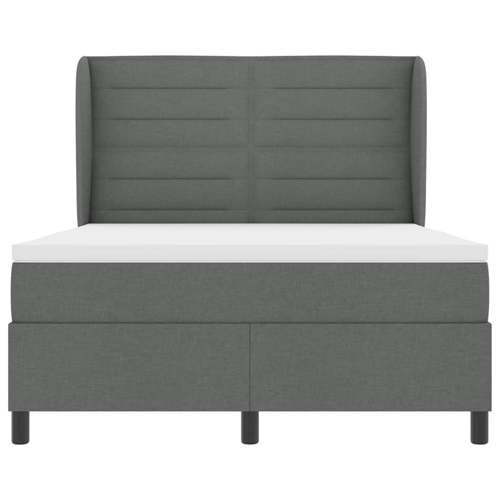 Lit à ressorts avec matelas Gris foncé 140 x 190 cm tissu