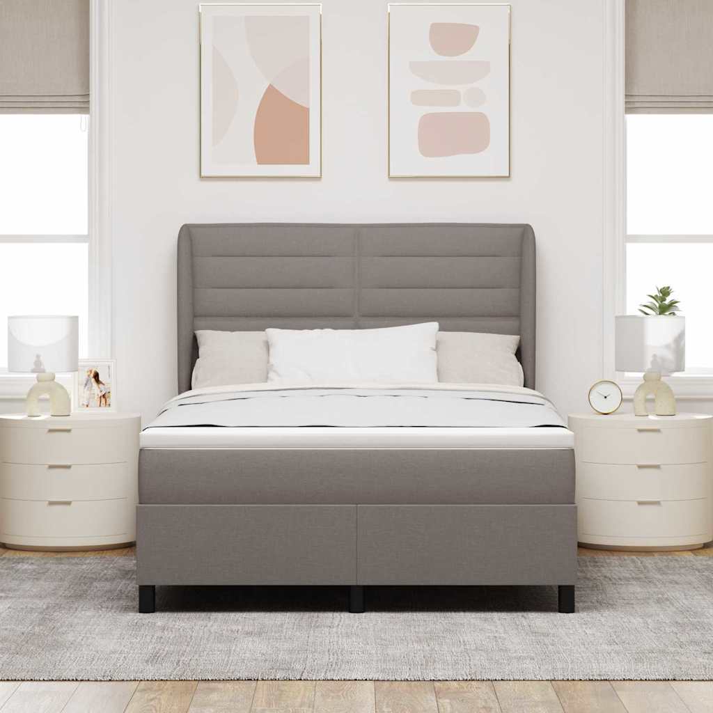 Lit à ressorts avec matelas Taupe 140 x 190 cm tissu - XIOS