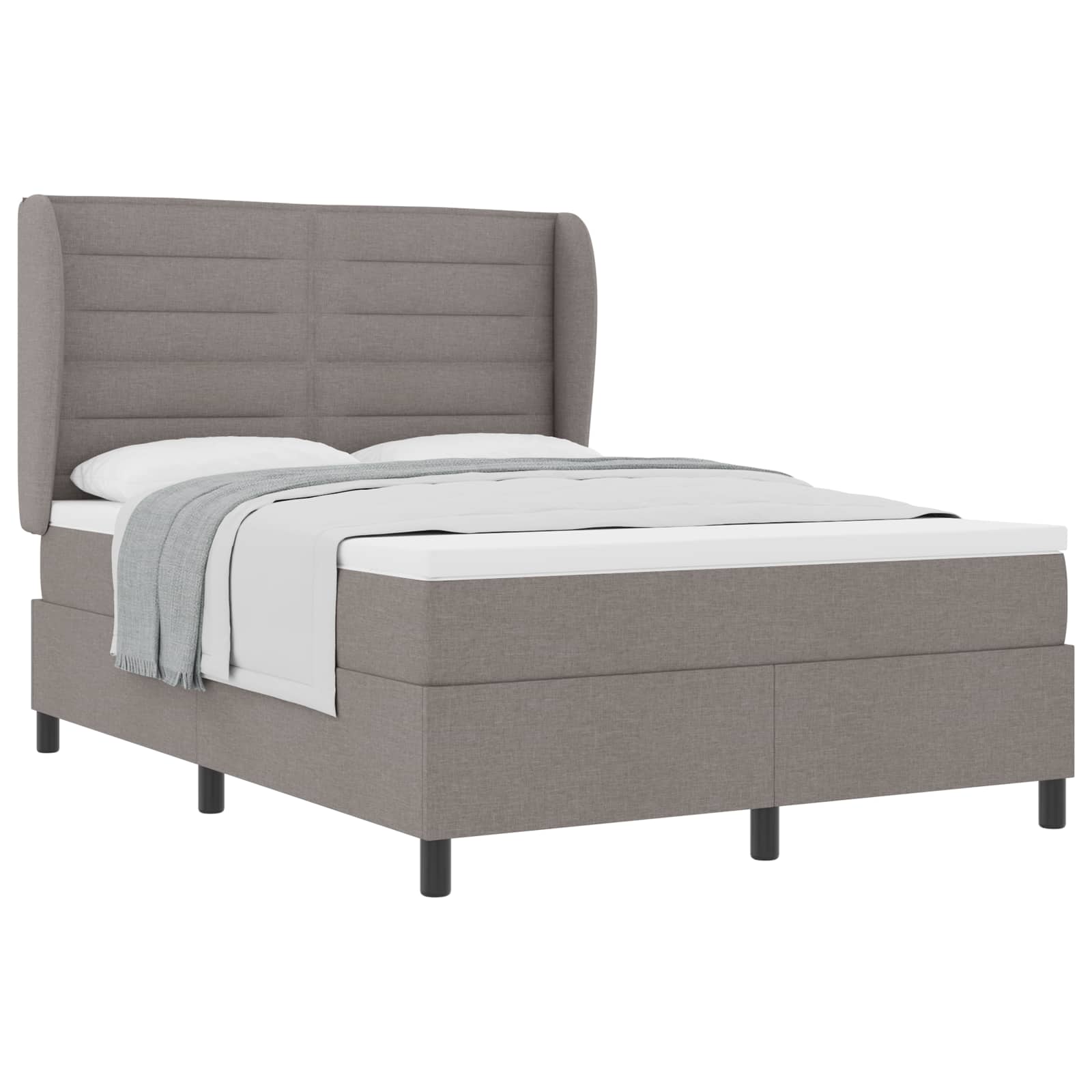Lit à ressorts avec matelas Taupe 140 x 190 cm tissu - XIOS