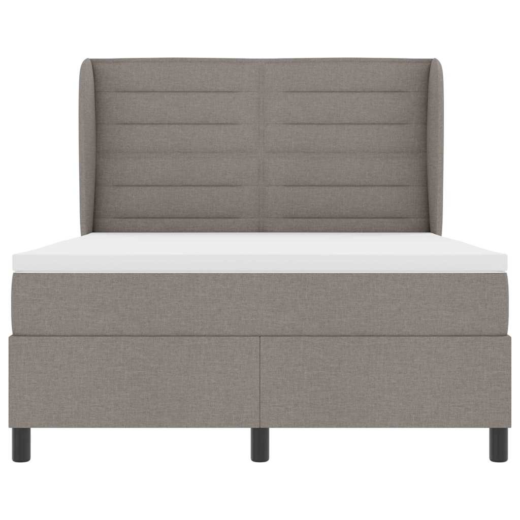 Lit à ressorts avec matelas Taupe 140 x 190 cm tissu - XIOS