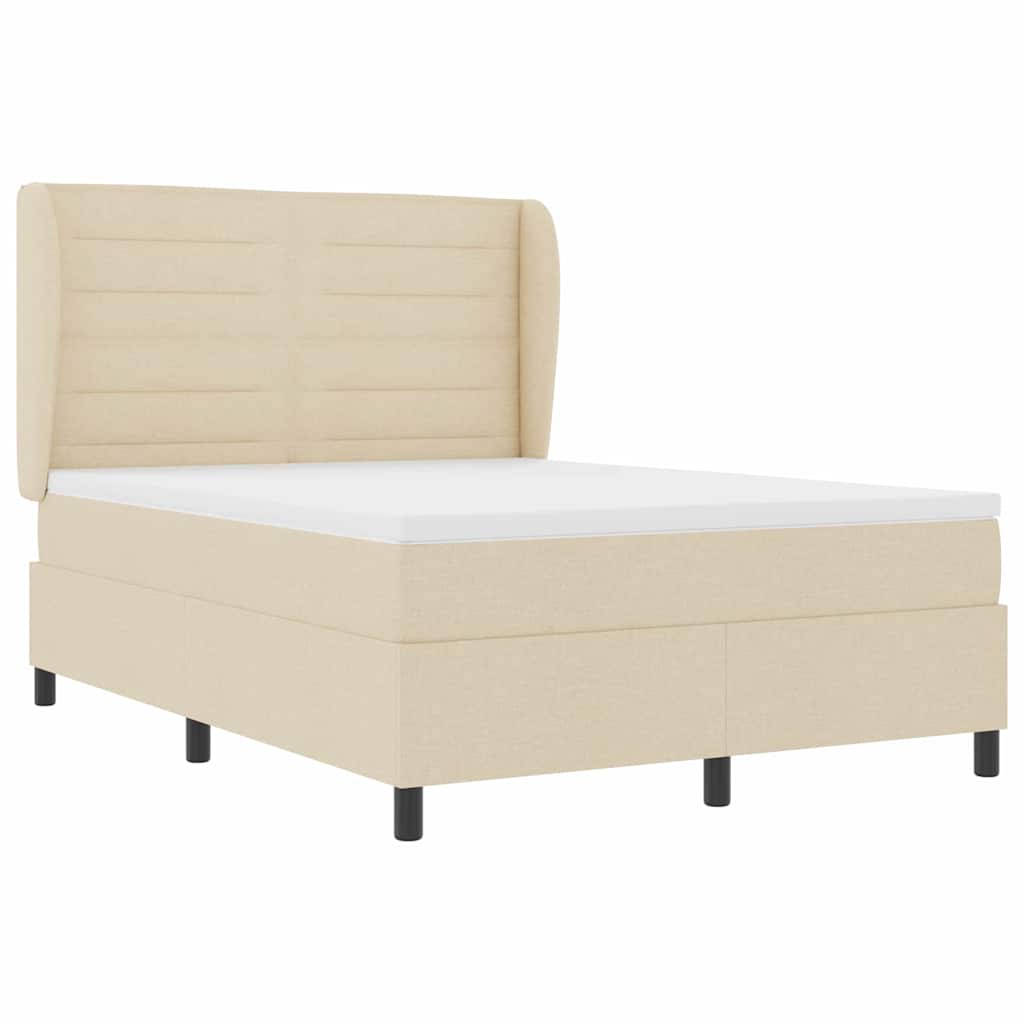 Lit à ressorts avec matelas Crème 140 x 190 cm tissu - XIOS