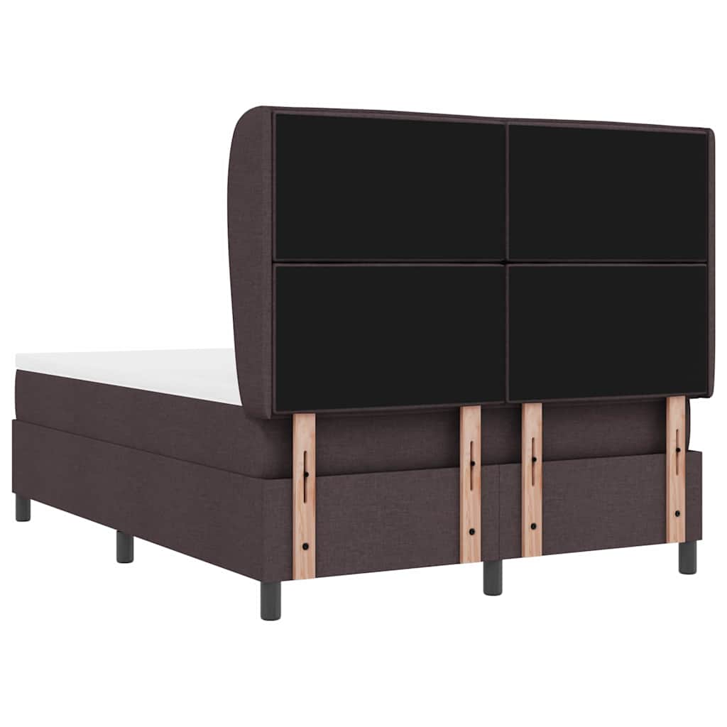 Lit à ressorts avec matelas Marron foncé 140 x 200 cm tissu