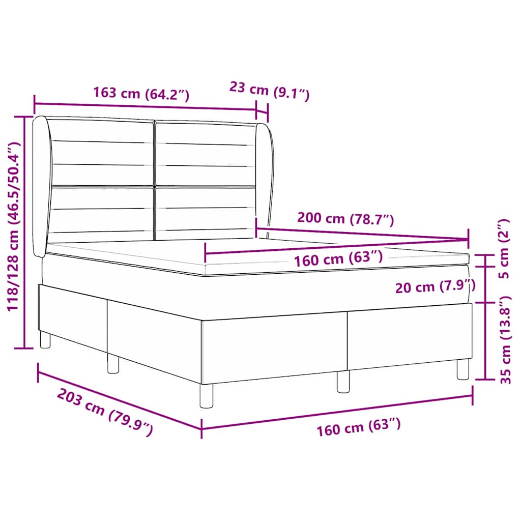 Lit à ressorts avec matelas Gris clair 160 x 200 cm tissu - XIOS