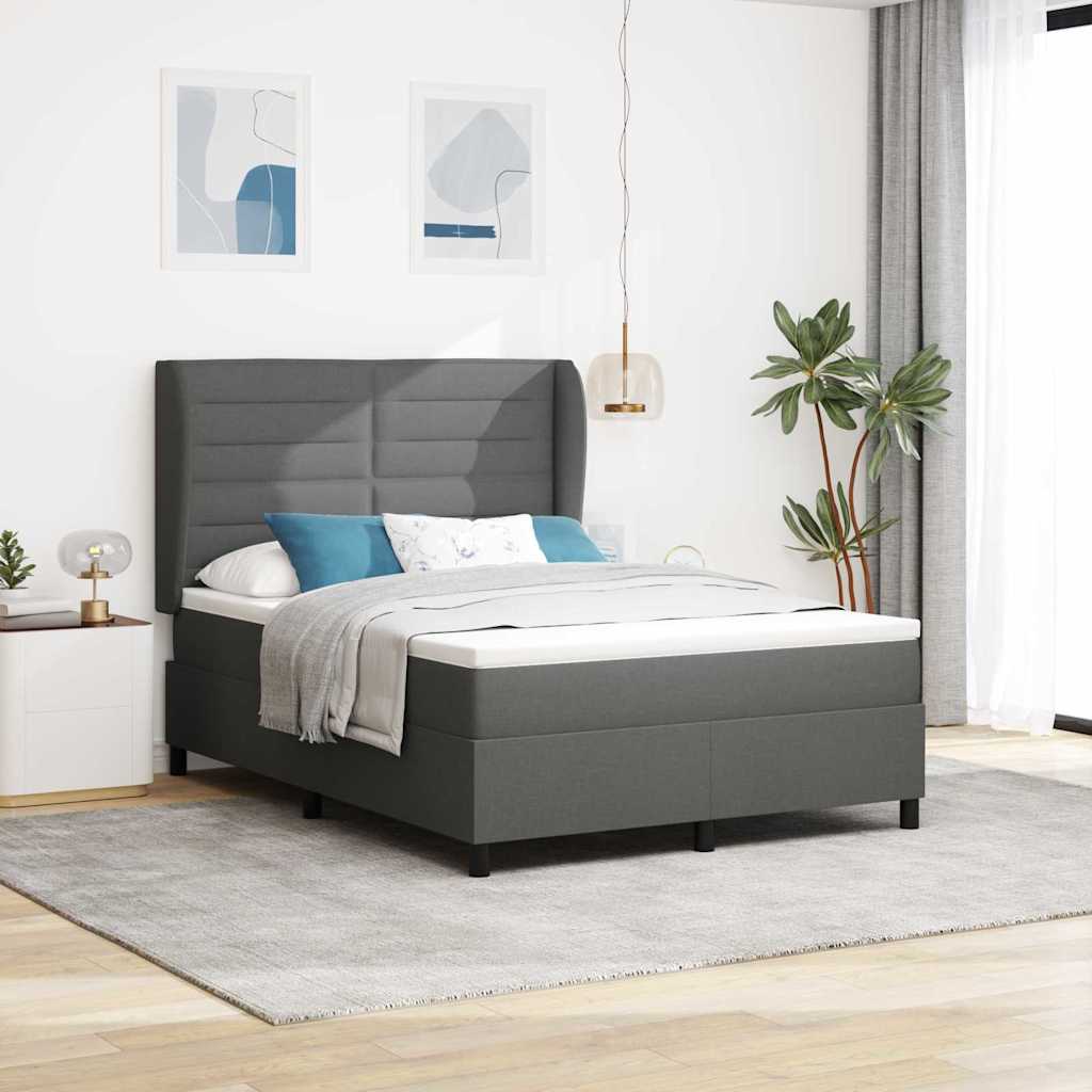 Lit à ressorts avec matelas Gris foncé 160 x 200 cm tissu - XIOS