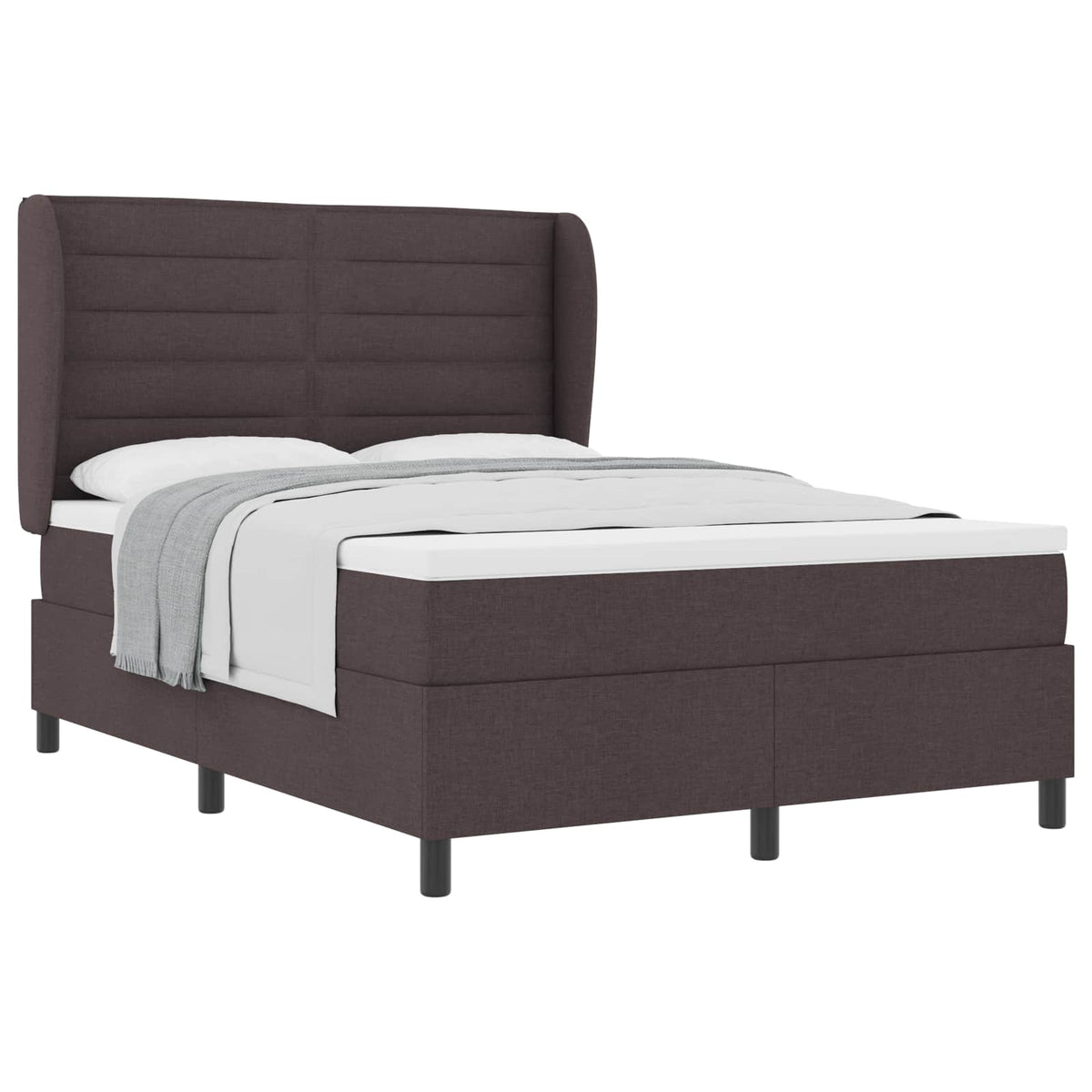 Lit à ressorts avec matelas Marron foncé 160 x 200 cm tissu