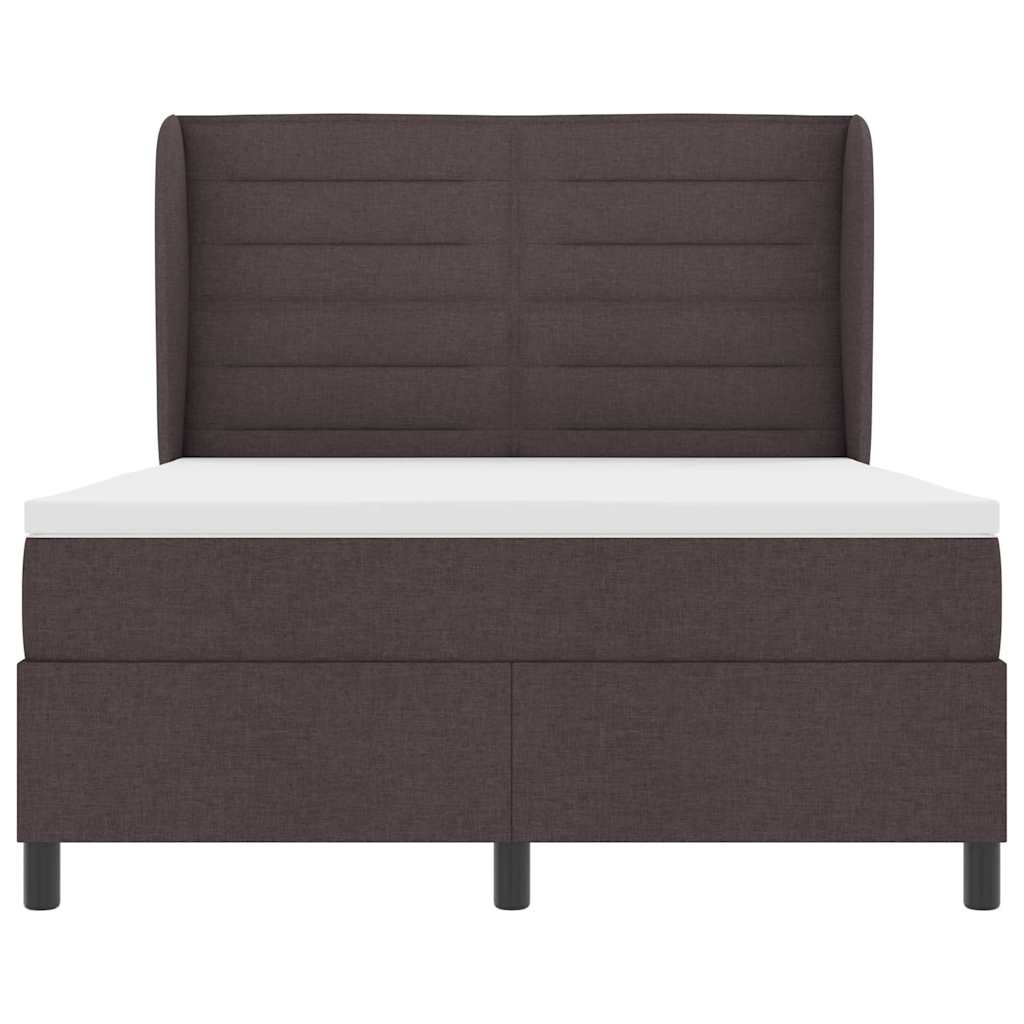 Lit à ressorts avec matelas Marron foncé 160 x 200 cm tissu