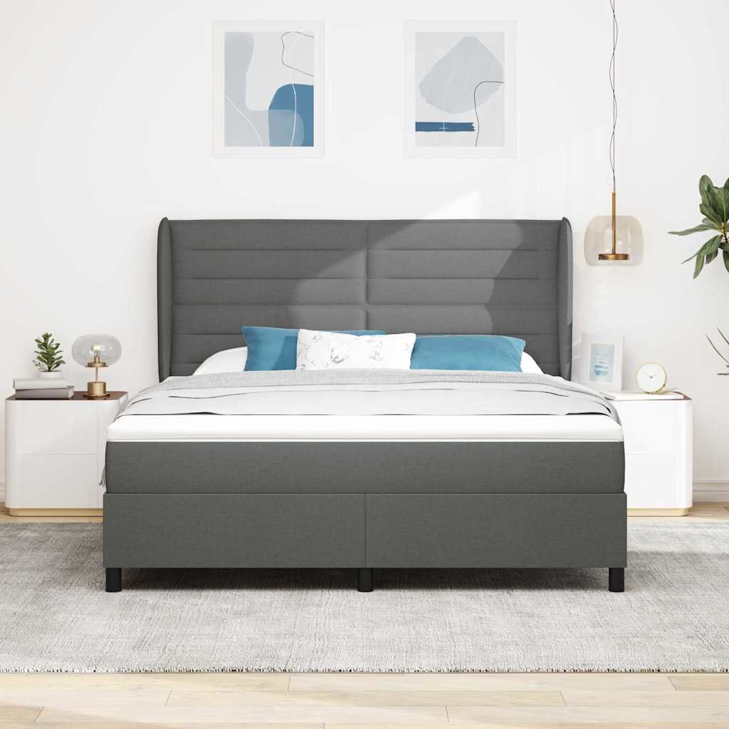 Lit à ressorts avec matelas Gris foncé 180 x 200 cm tissu - XIOS