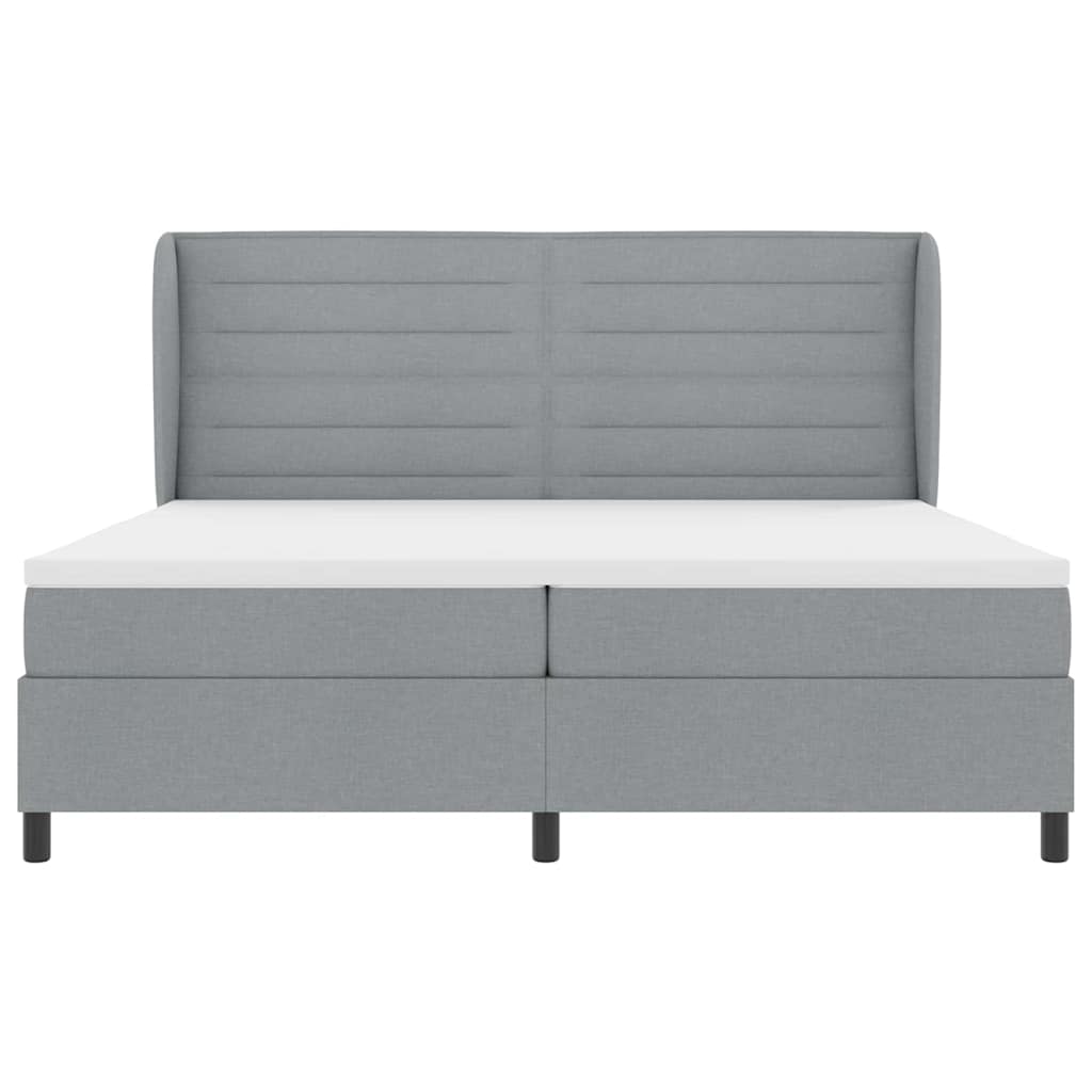 Lit à ressorts avec matelas Gris clair 200 x 200 cm tissu