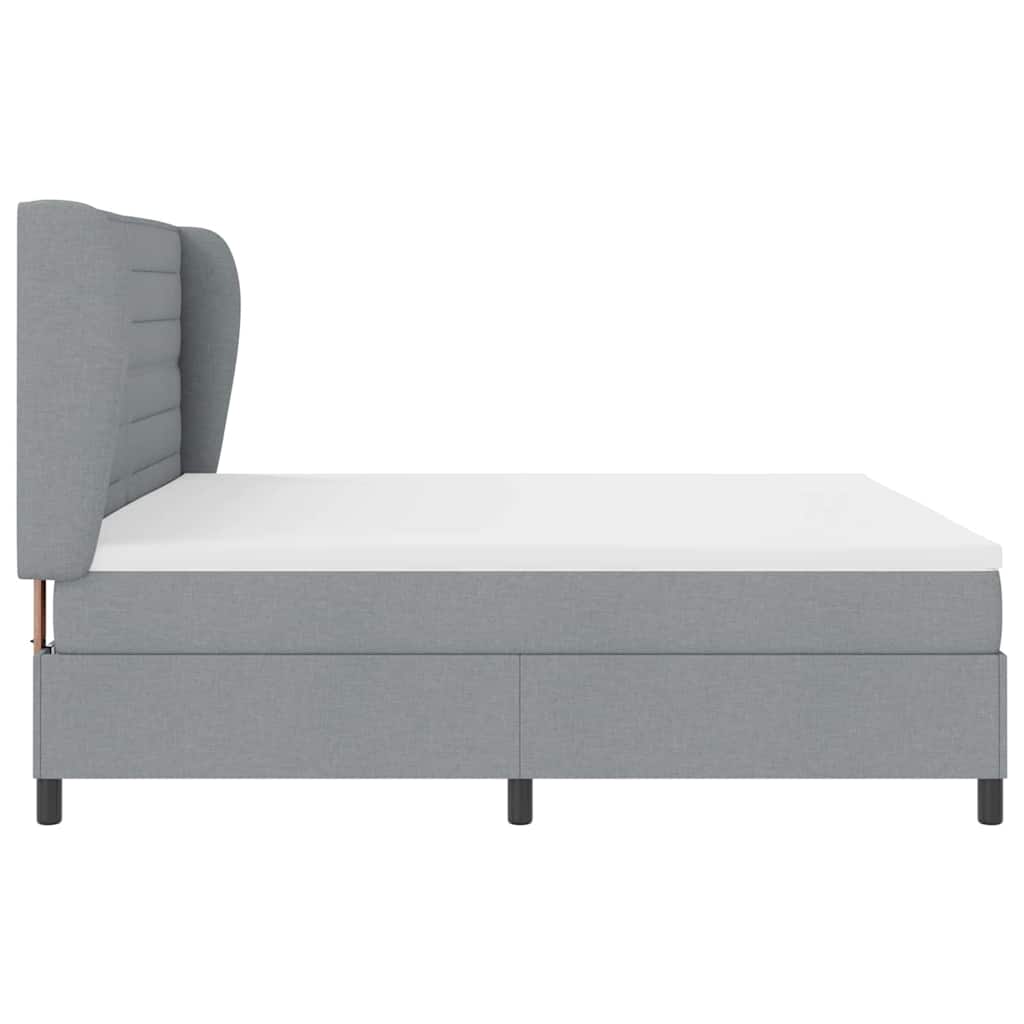 Lit à ressorts avec matelas Gris clair 200 x 200 cm tissu