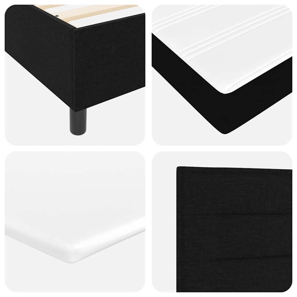Lit à ressorts avec matelas Noir 200 x 200 cm tissu