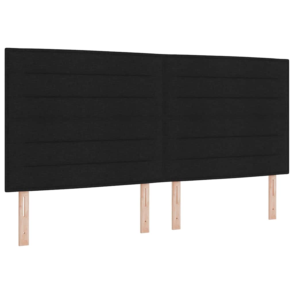 Lit à ressorts avec matelas Noir 200 x 200 cm tissu
